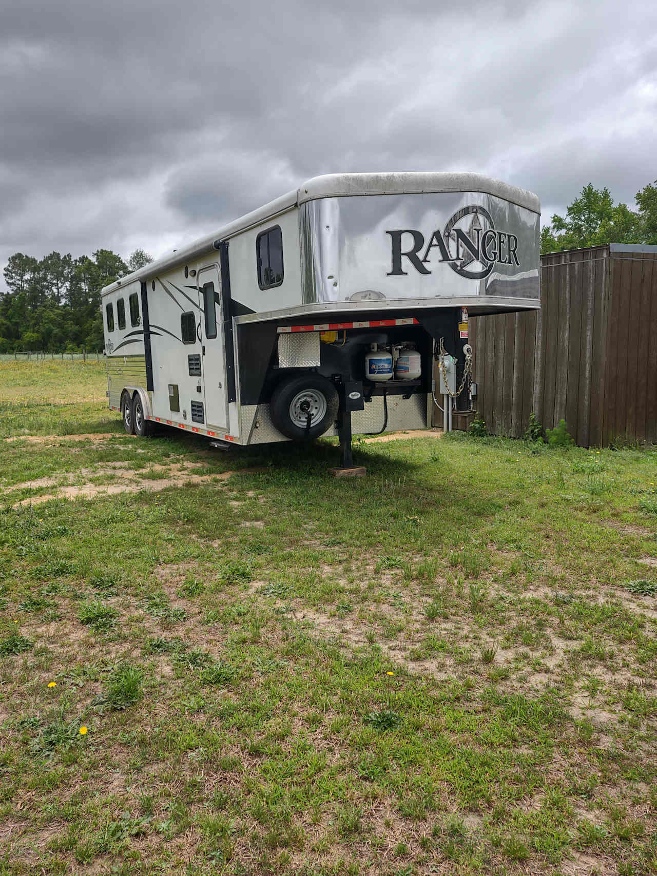 Horse trailer staying the night!