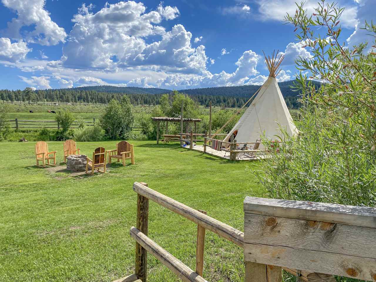 Creekside Glamping Tipis on Off-Grid, 70 Acre Working Ranch