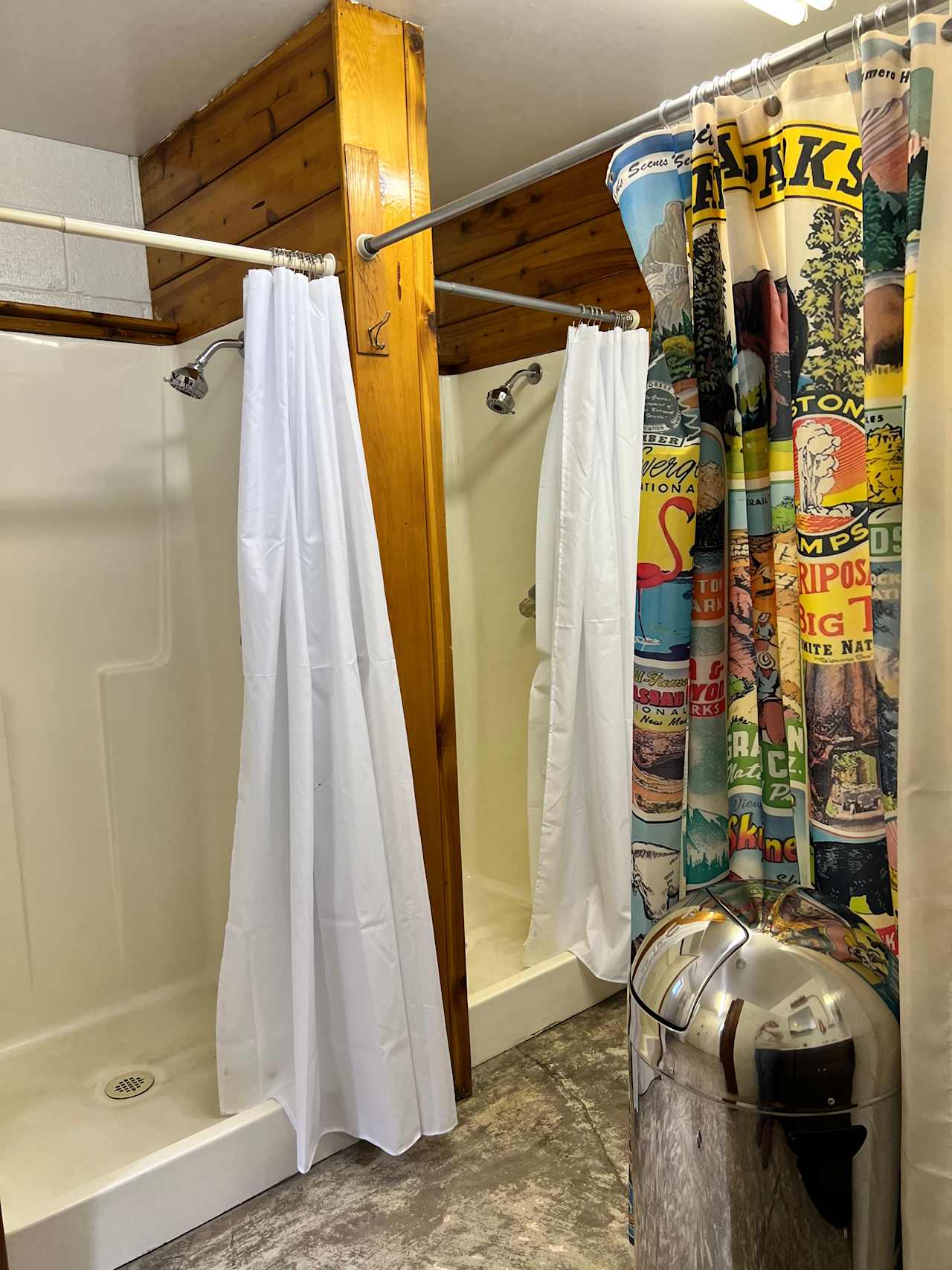 Showers in the main bathhouse.