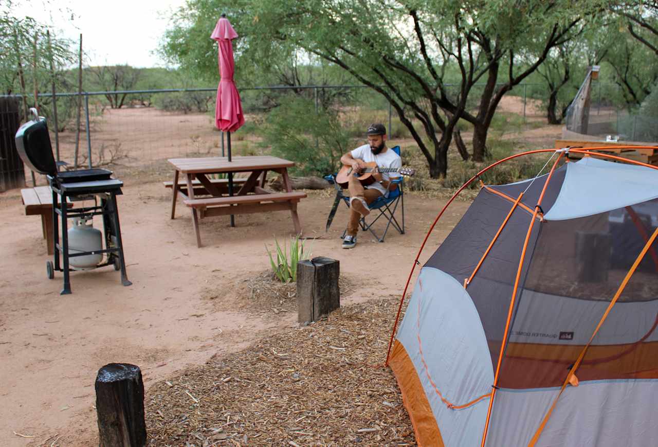 Chilling by the tent 