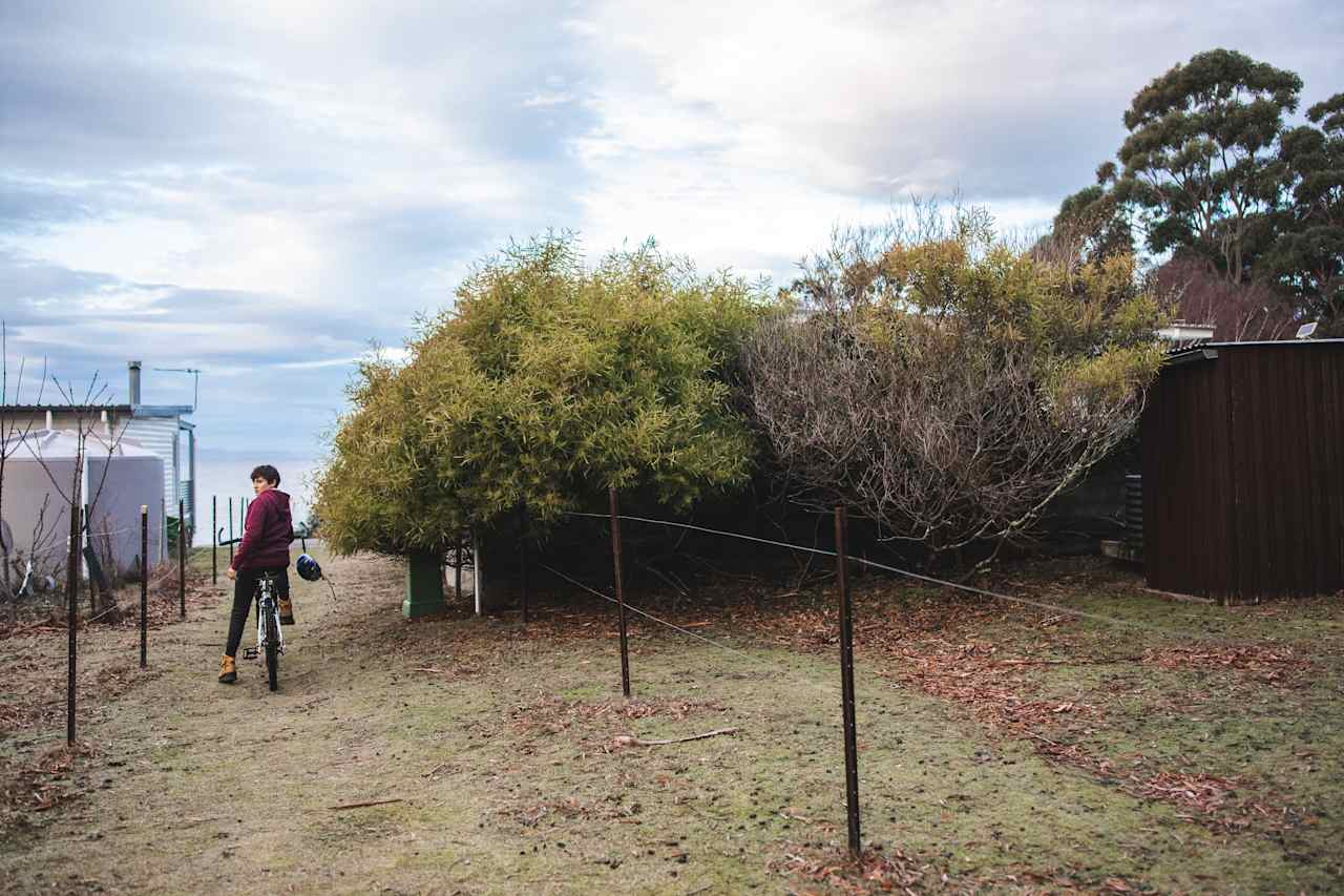 Biking the track in front of the property