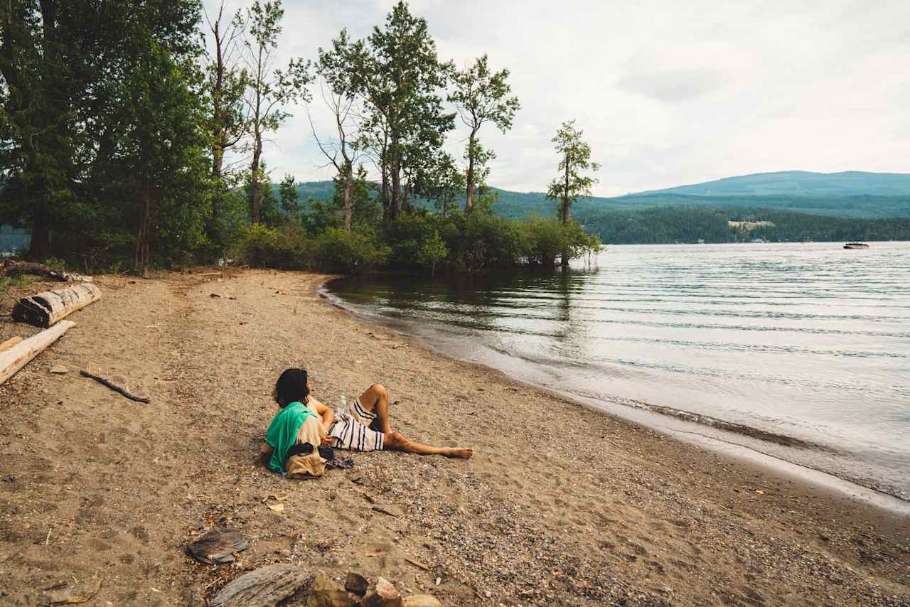 Swimming at the semi-private bay on Shuswap Lake.