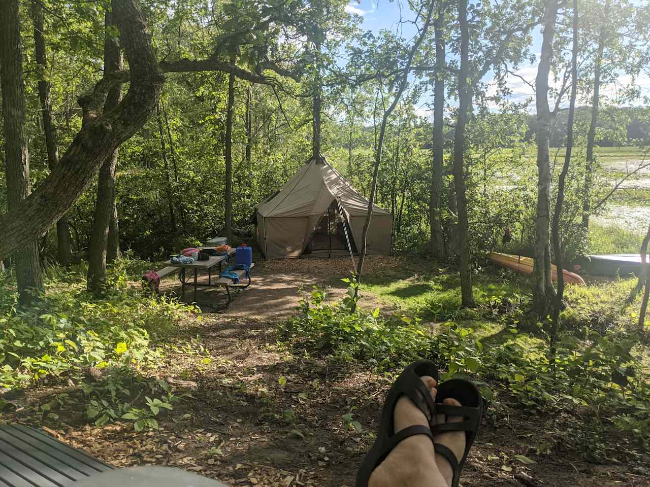 Hay Lake Basecamp Tent and Hammocks