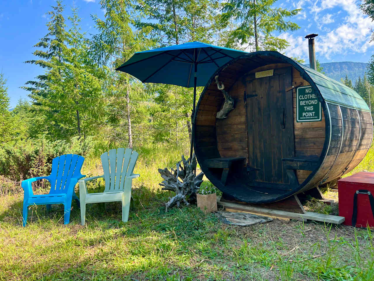 Our 4-person shared wood-fired sauna!