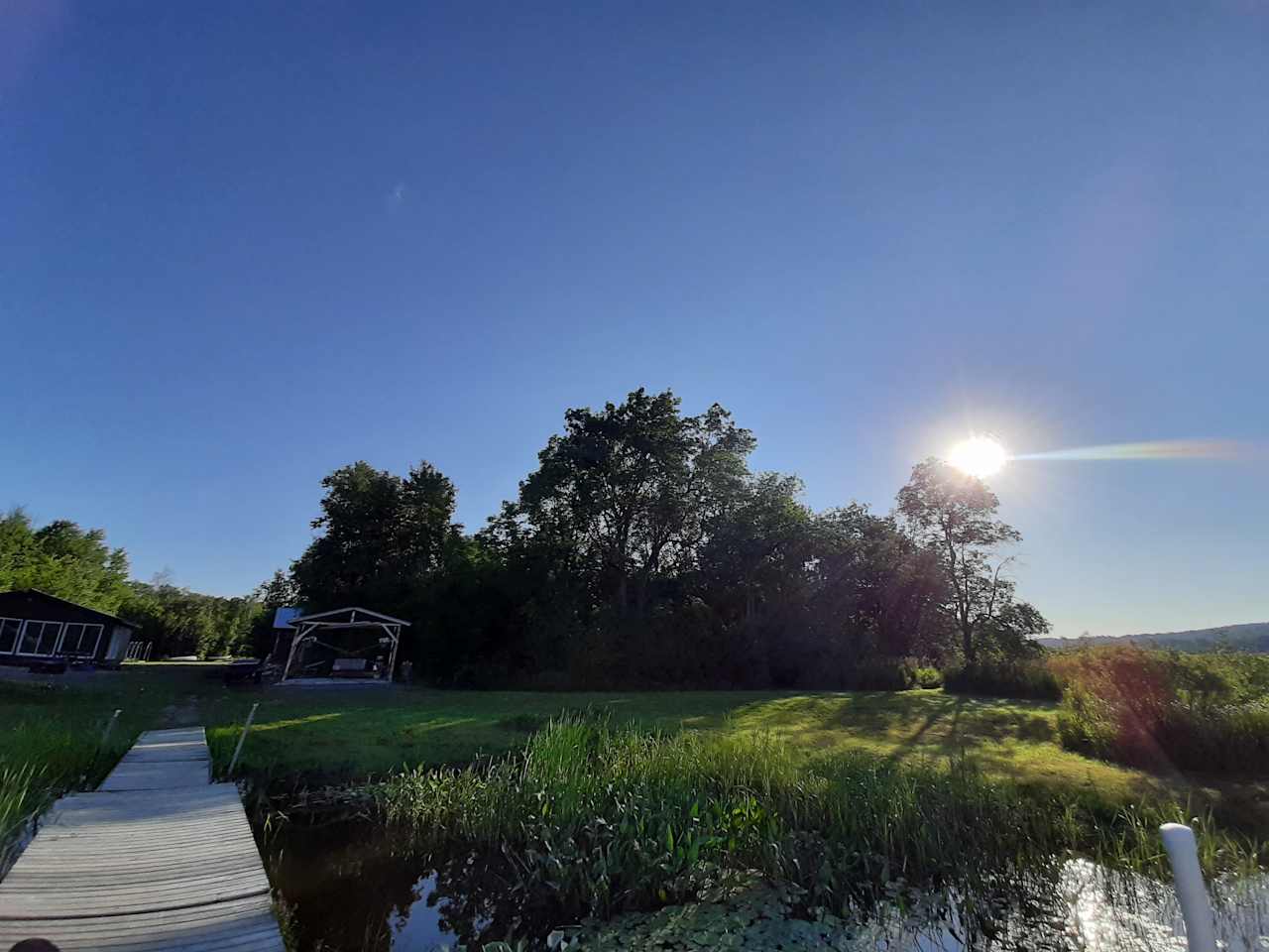 View from the end of the dock, facing spot 1 , by the lake.