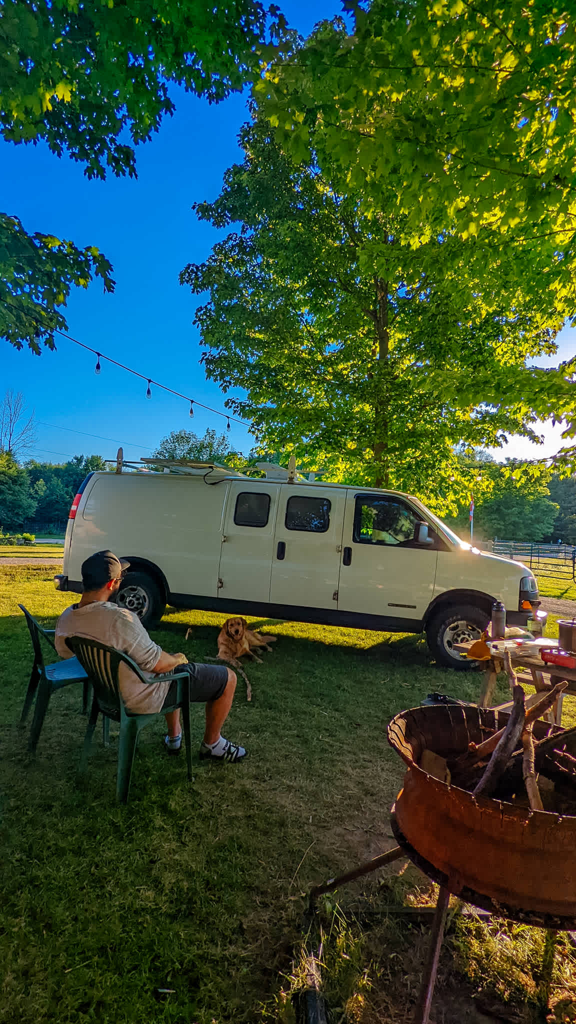 Our campsite beside the shared firepit area.