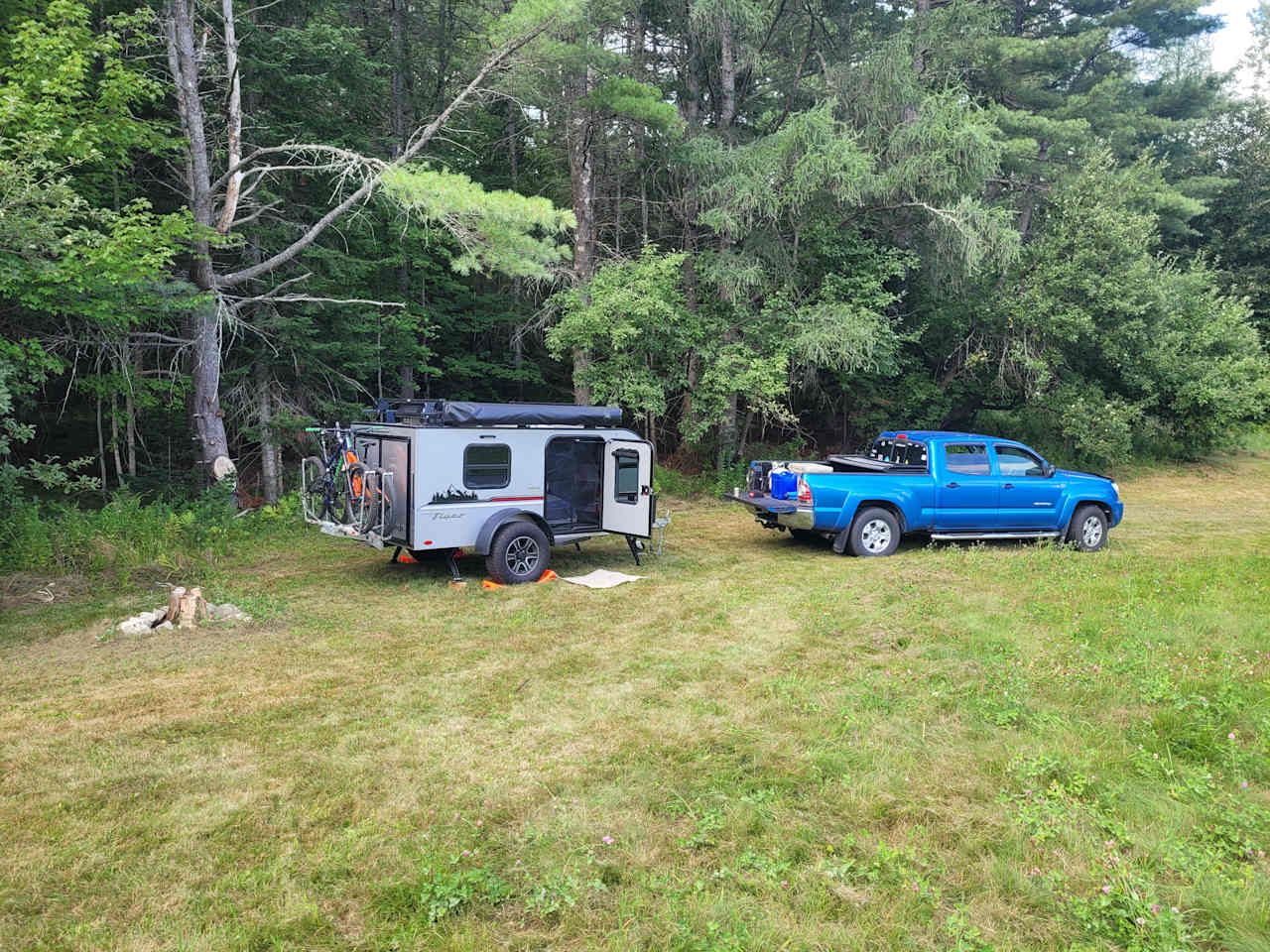 Private field and woods camping