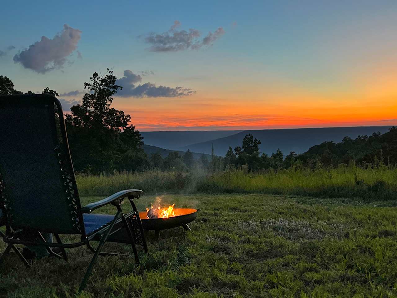 Sunset viewing from The Point.  Bring your own chairs, firepits are provided.