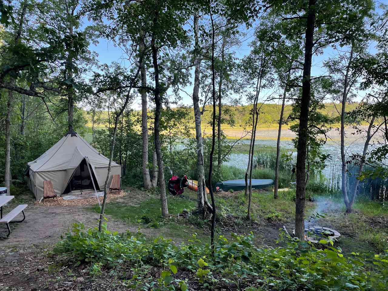 Hay Lake Basecamp Tent and Hammocks