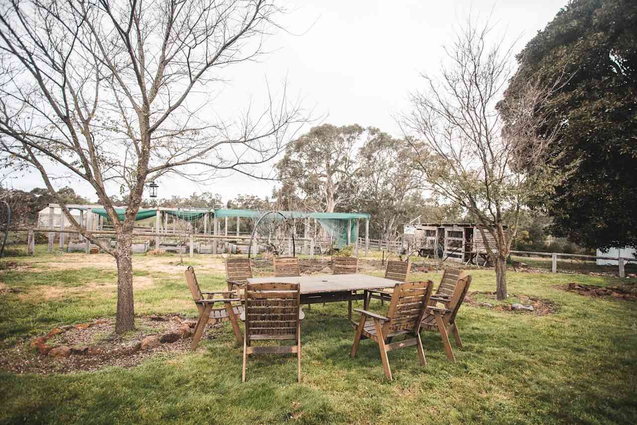 Outdoor table in the backyard