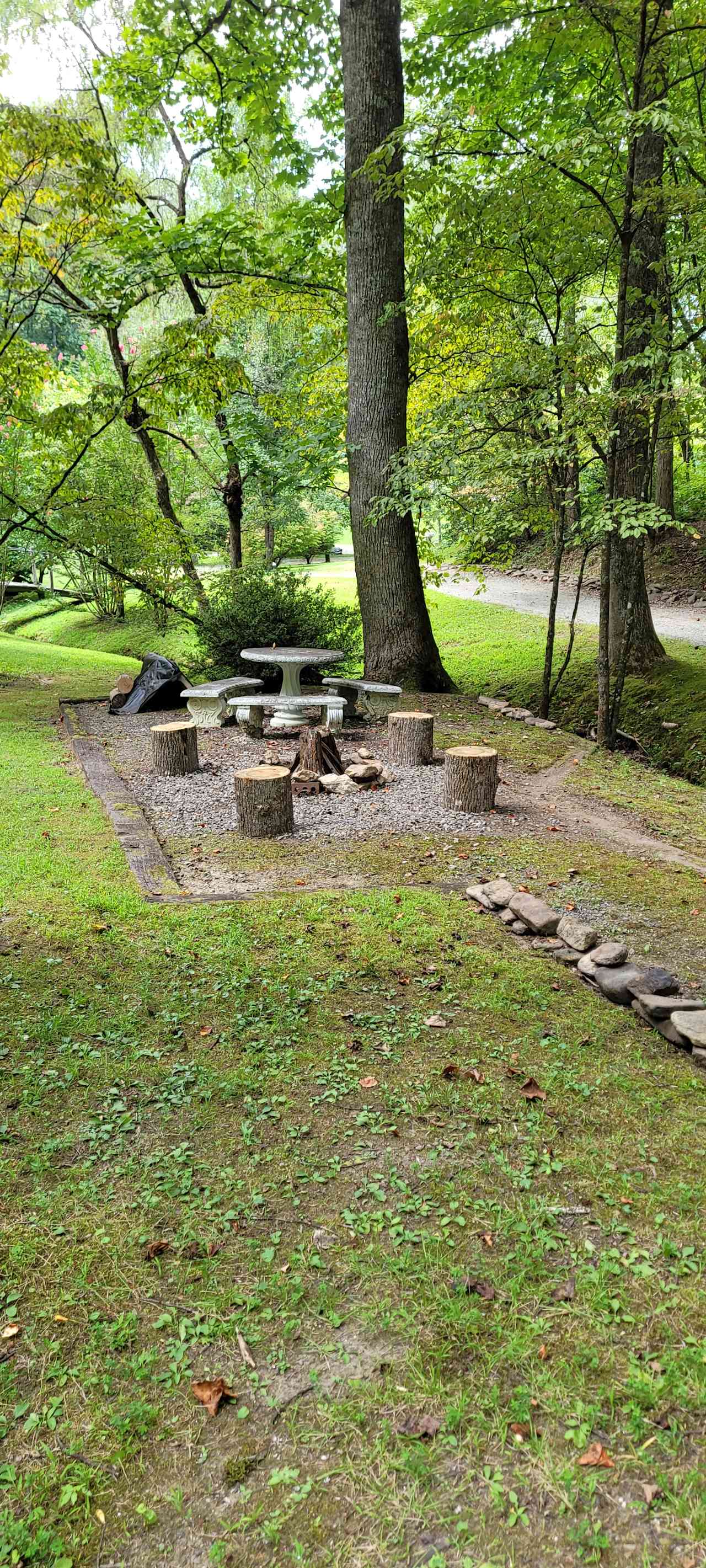 Communal fire pit by creek