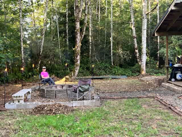 Relax or cook over this large fire pit. 