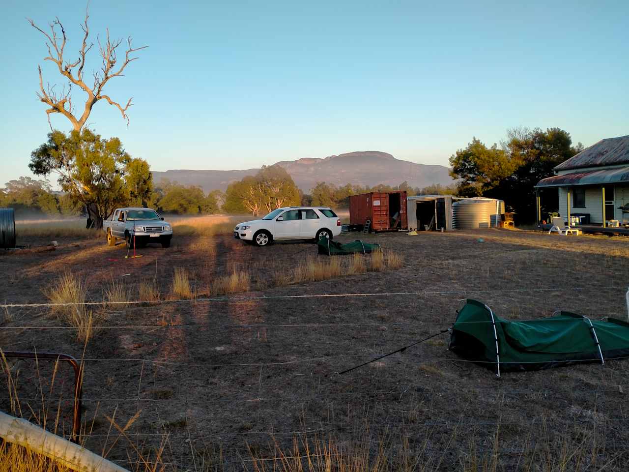 The sleepy heads in these swags are missing the morning sun on Mt William