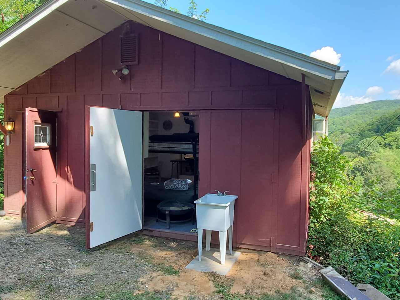 Potable water to the utility sink under the outside covered area.