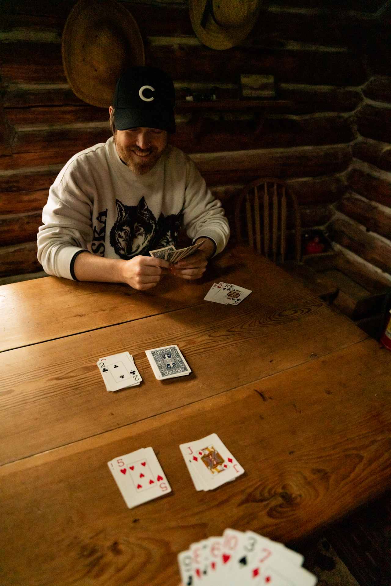 A deck of cards on the shelf was the perfect way to pass some time inside during a morning drizzle.