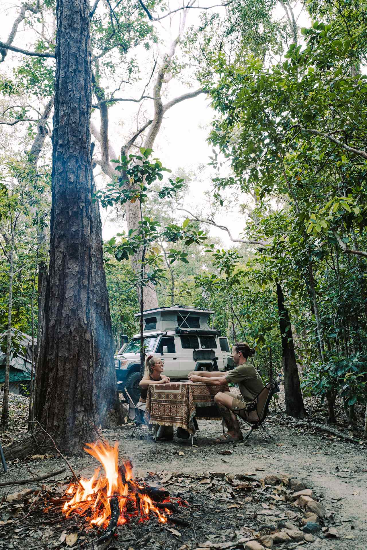 The set up near the fire, wood provided by the hosts.