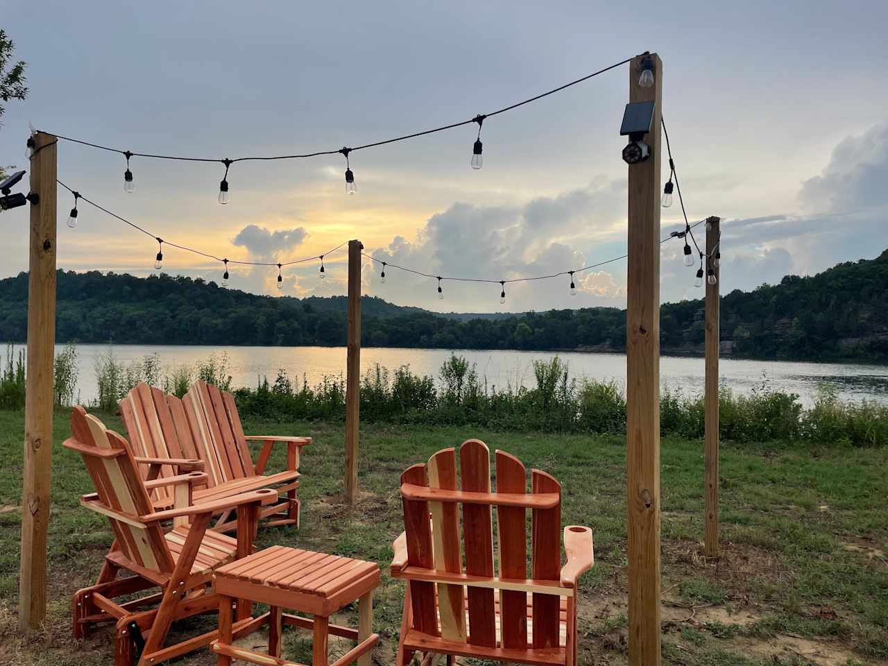 Watch the sunset and barges go by from the waterfront site 