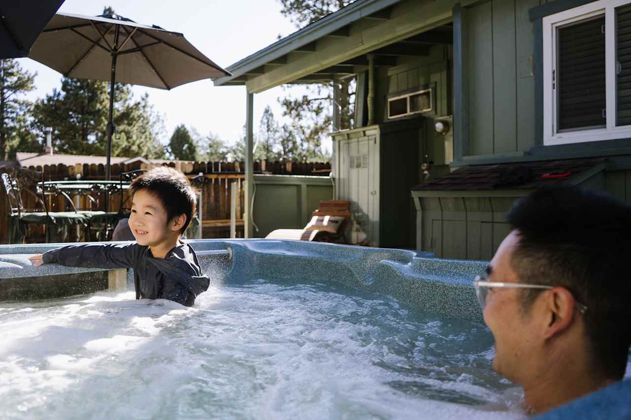 hot tub was the perfect temperature in the chilly morning