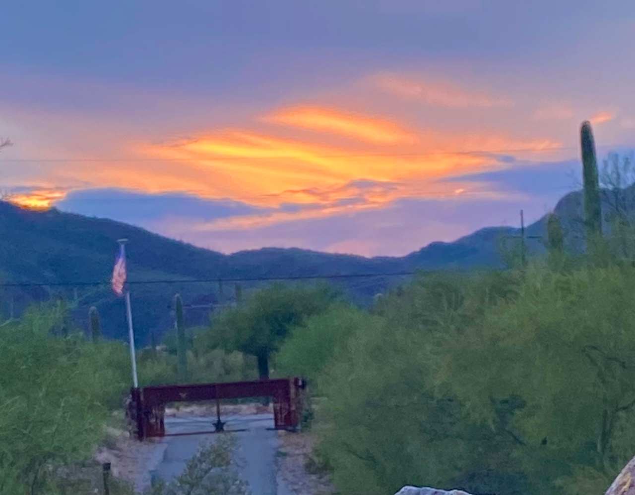 Entry gate view towards the Tucson mountains and Sombrero Peak