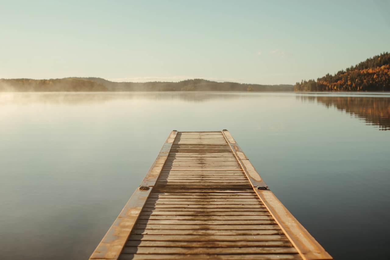 The morning mist disappearing off the dock of the sauna...would like to spend more mornings here..