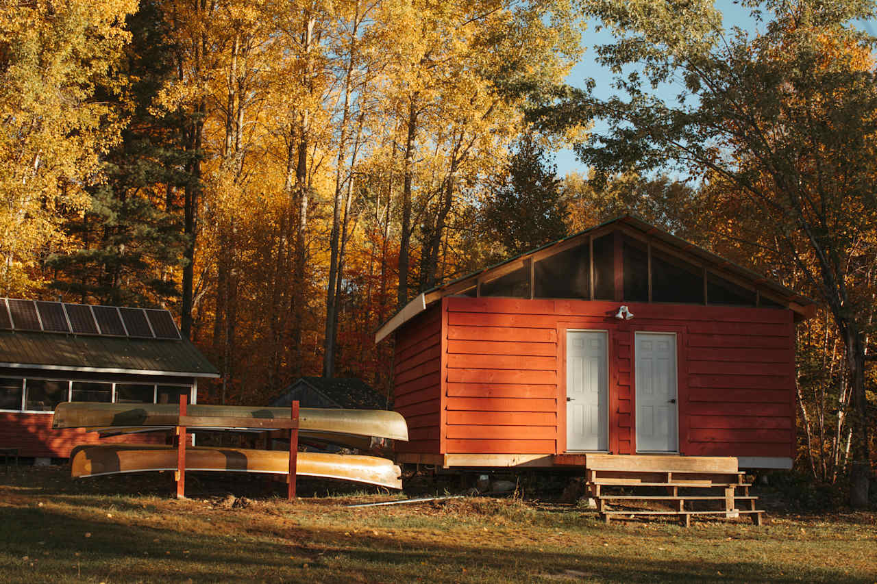 Newly added bathroom facility if you want to mix it up from your cabin's outhouse. Really lovely design inside, running water and very clean.