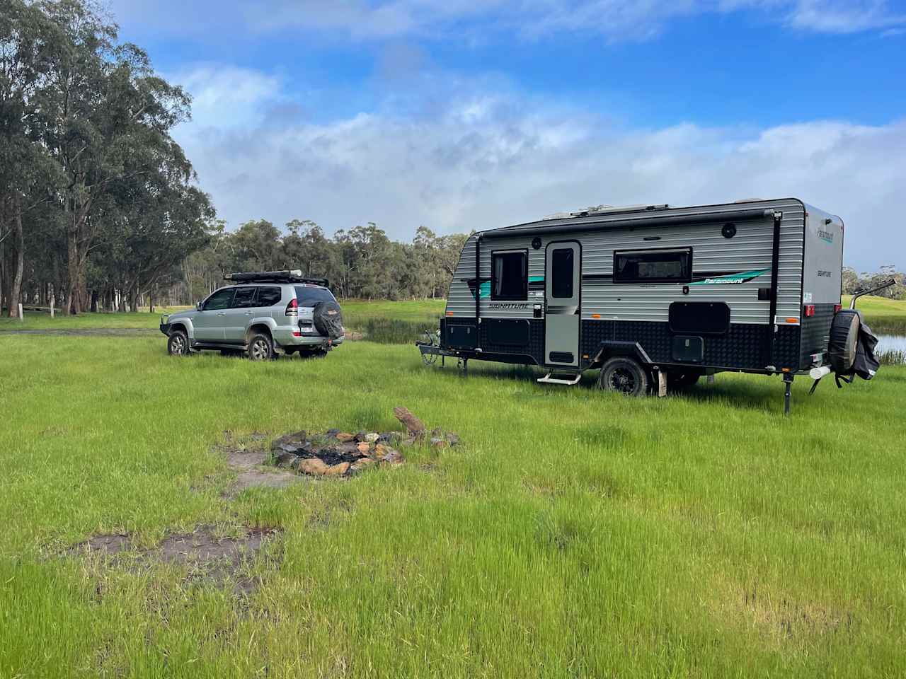 Our campsite with bush land in the distance 