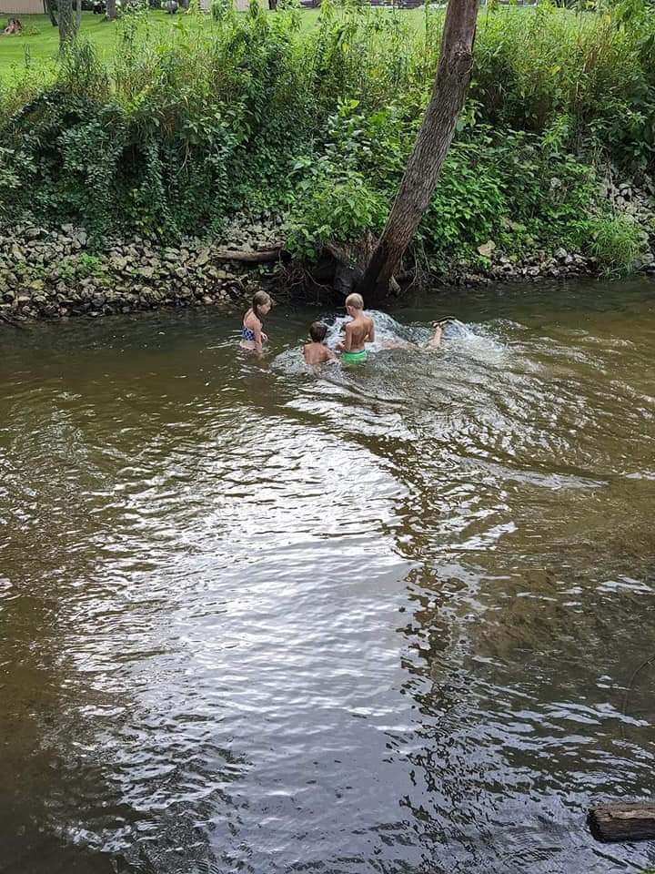 This is the creek at the campsite. You can sit around the fire and watch your kids swim. 