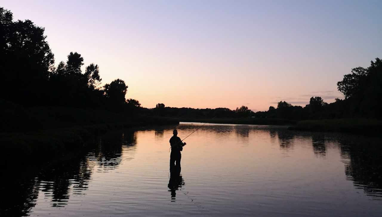 Fishing at dusk