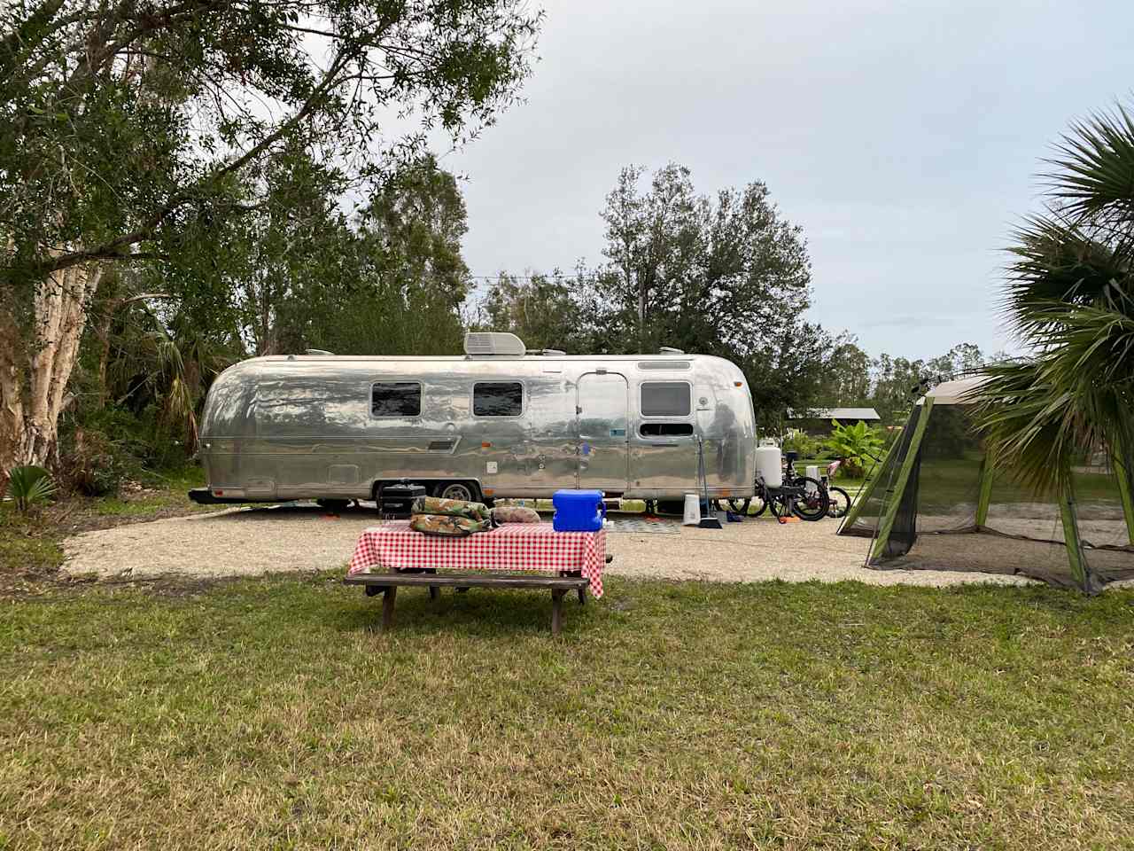 RV Site # 2 - 31 Foot Airstream with picnic table (available upon request) and outdoor canopy