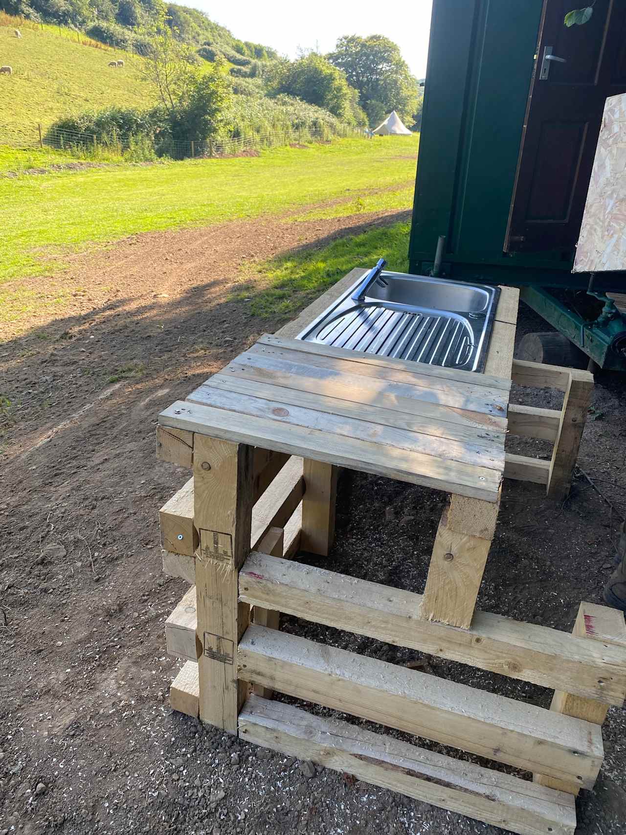 Outside hot water washing up area.