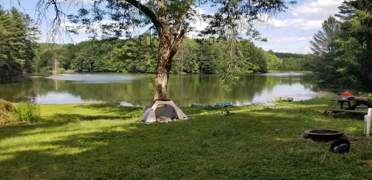 Tent site 26 is lakeside