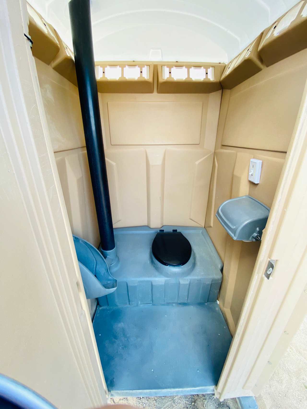 Porta-Potty is cleaned weekly!