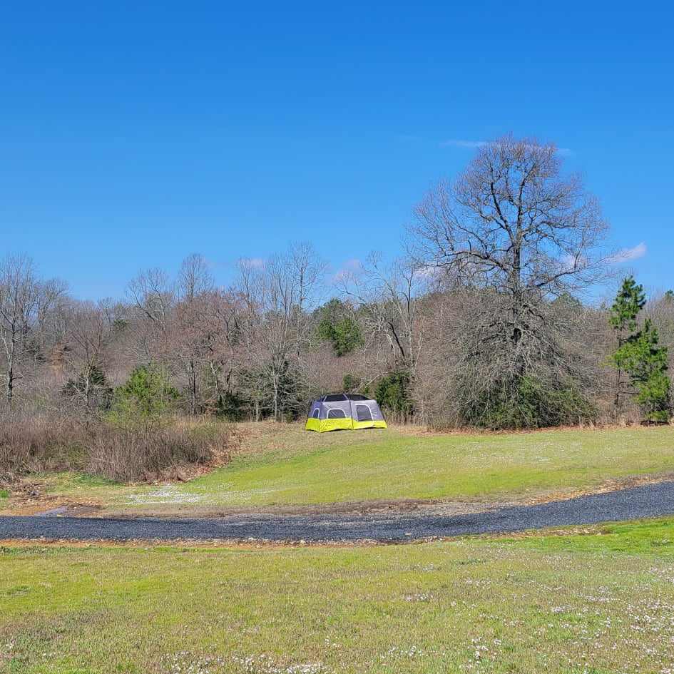 This spot is at front of the property, tucked into the tree line yet close to the facilities. 