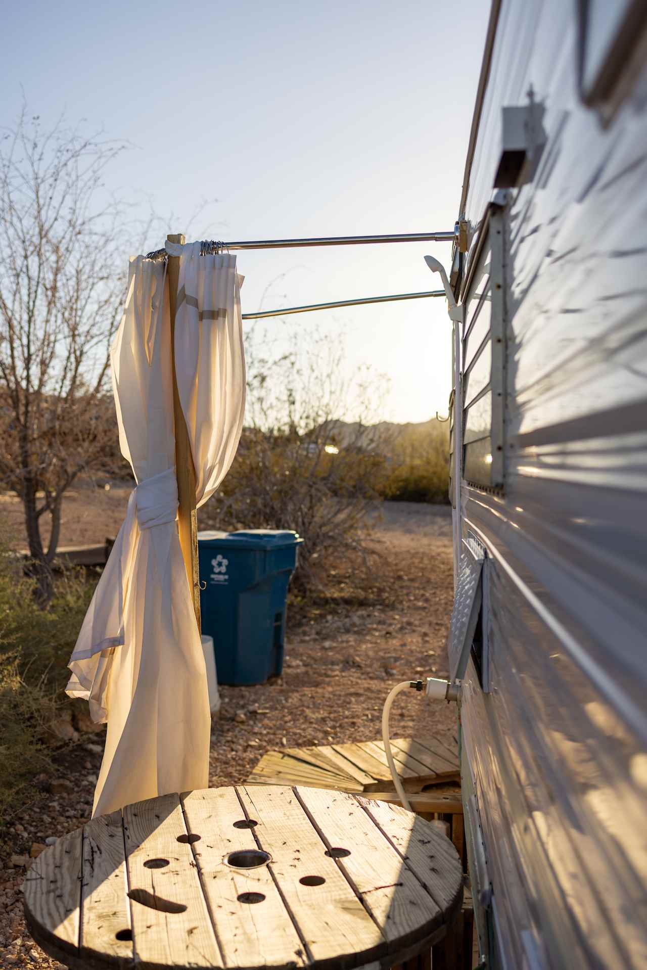 Retro Camper with Mountain Views