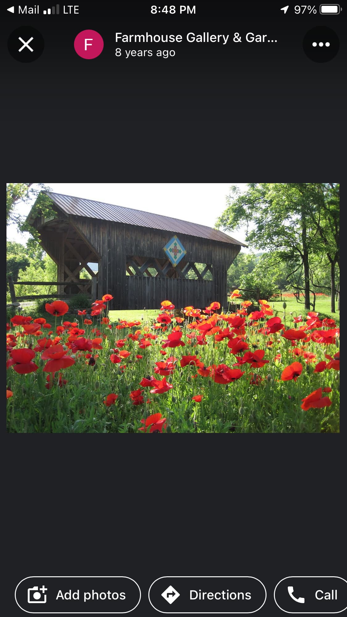 Our covered bridge entrance