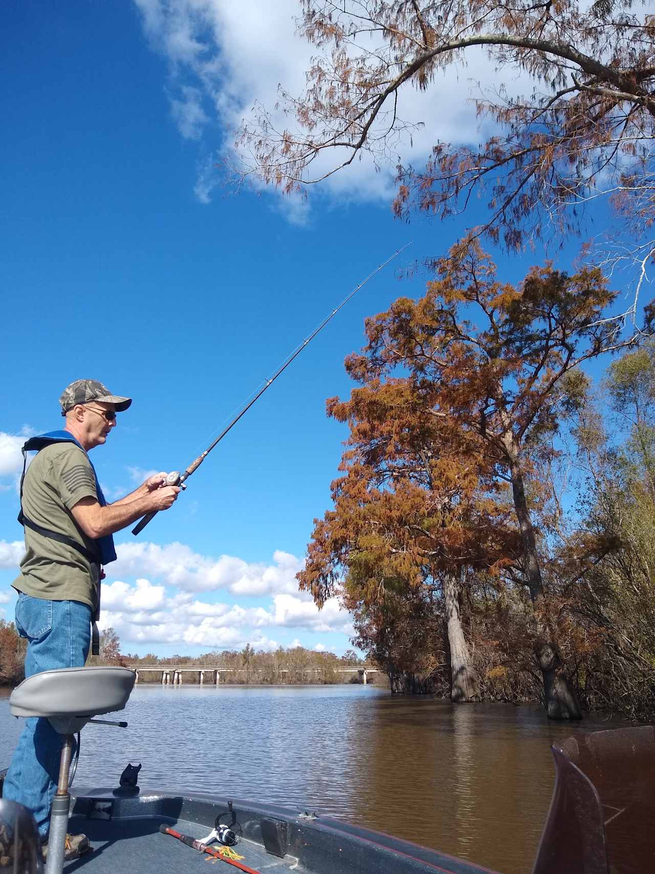 Fishing in the swamp.