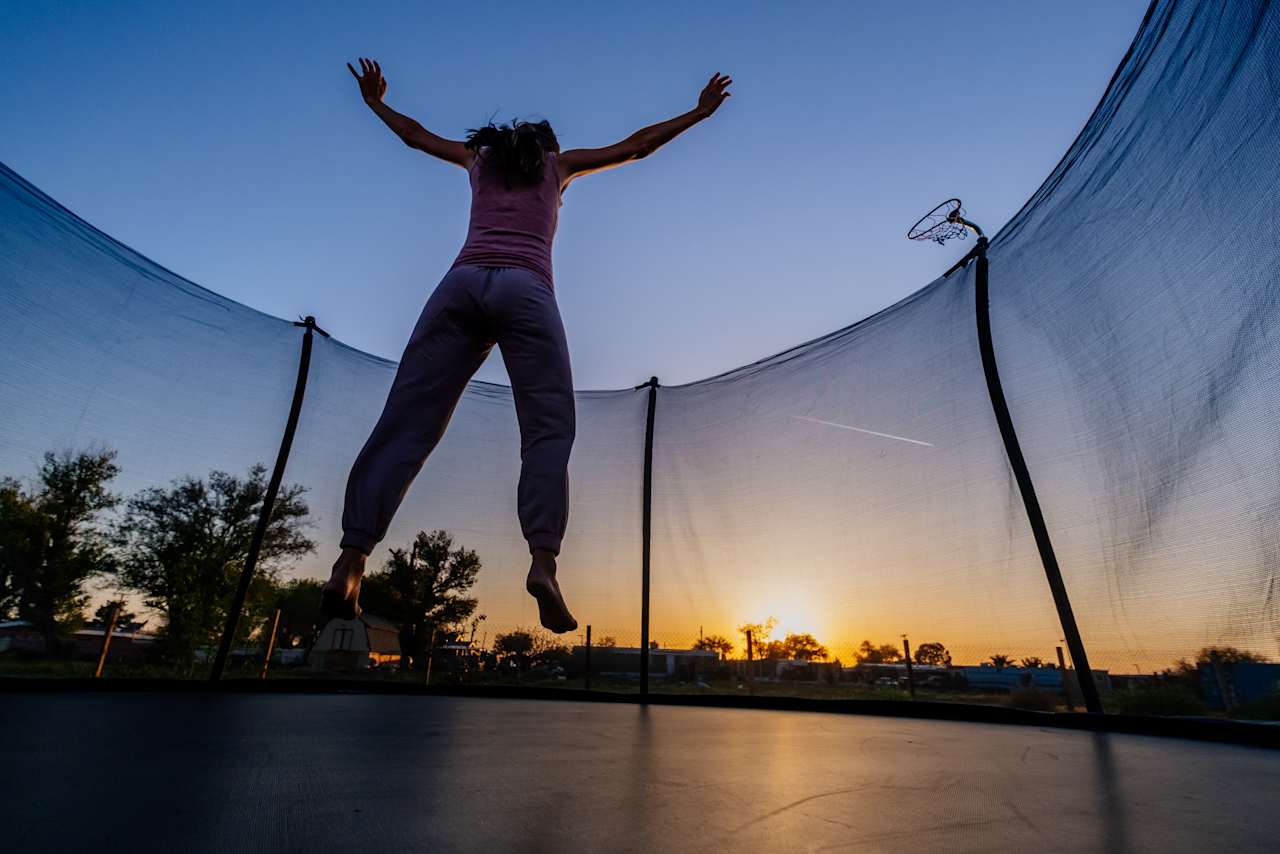 trampoline at night