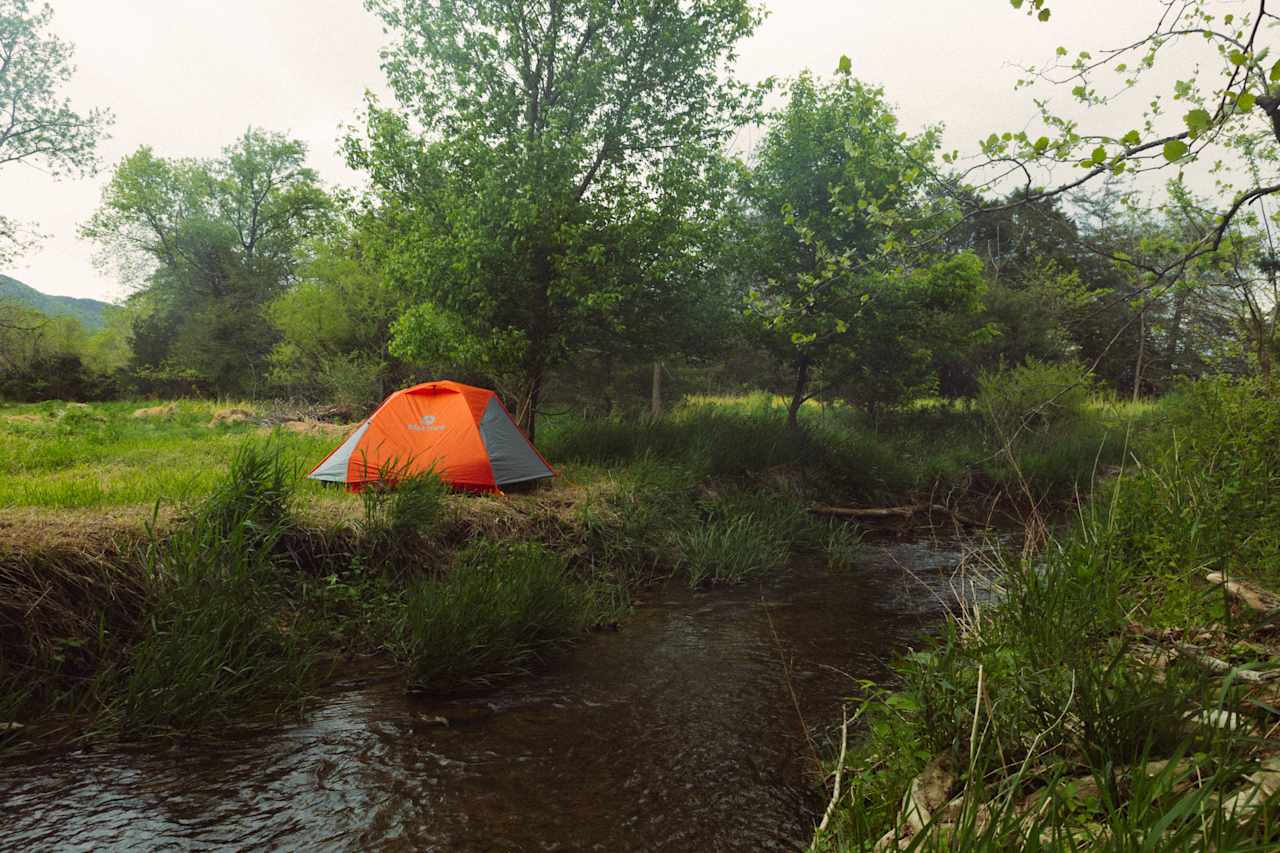 camp at site 1 from the stream 