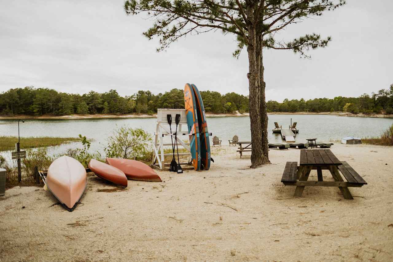 Paddleboards, kayaks, and a dock! 