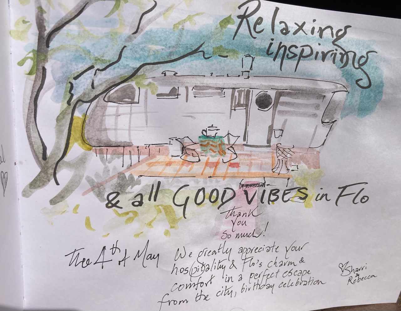 A wonderful watercolor left by one of our awesome guests. Thank you so much Sharri and Rebecca! We treasure it.