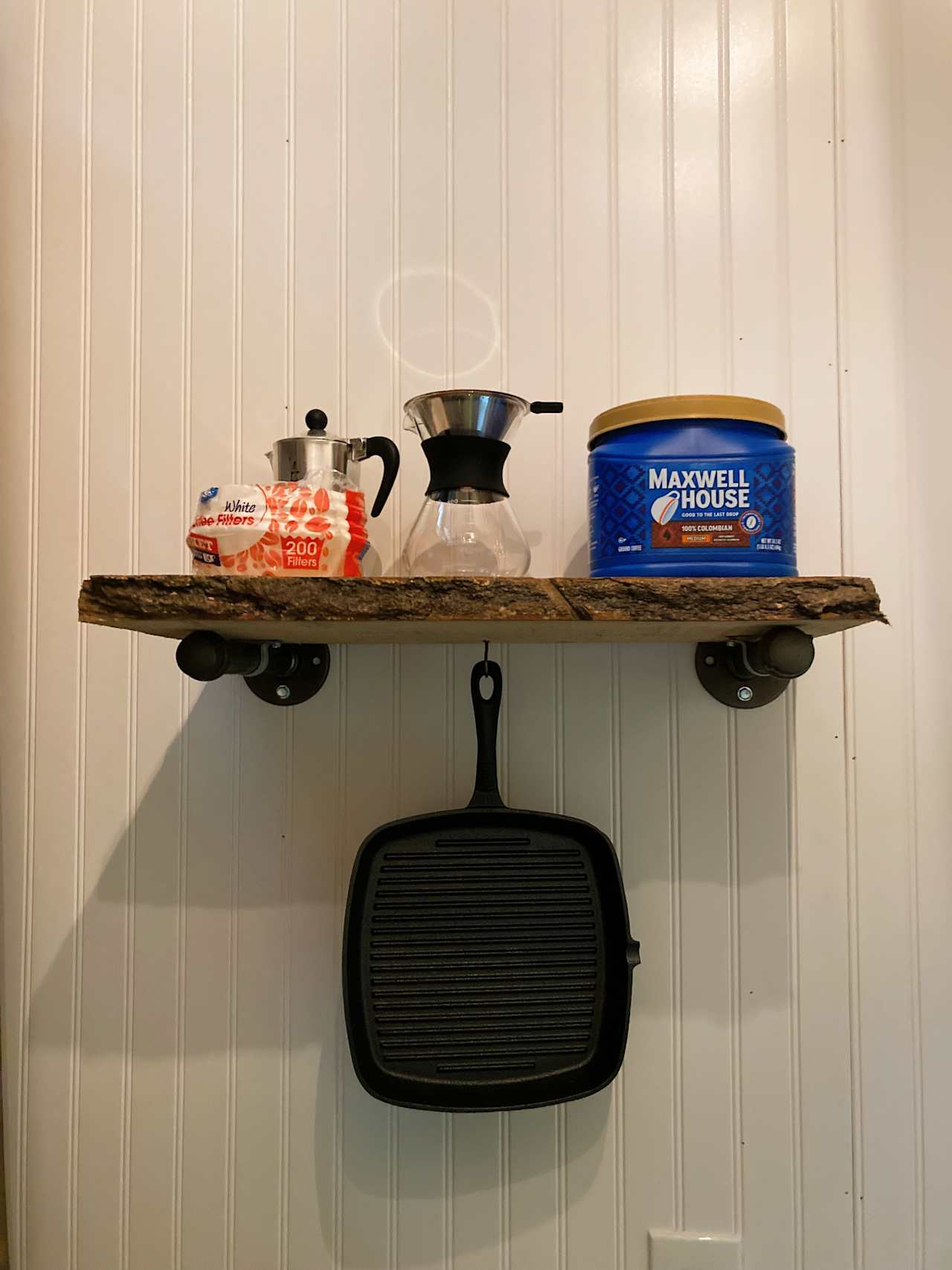 shelving above countertop