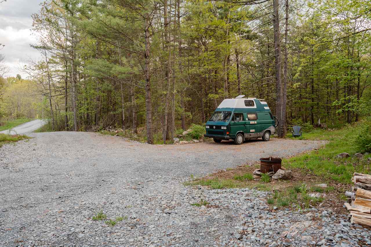 My campsite (I came a bit early in the season but usually there's a picnic table there too)