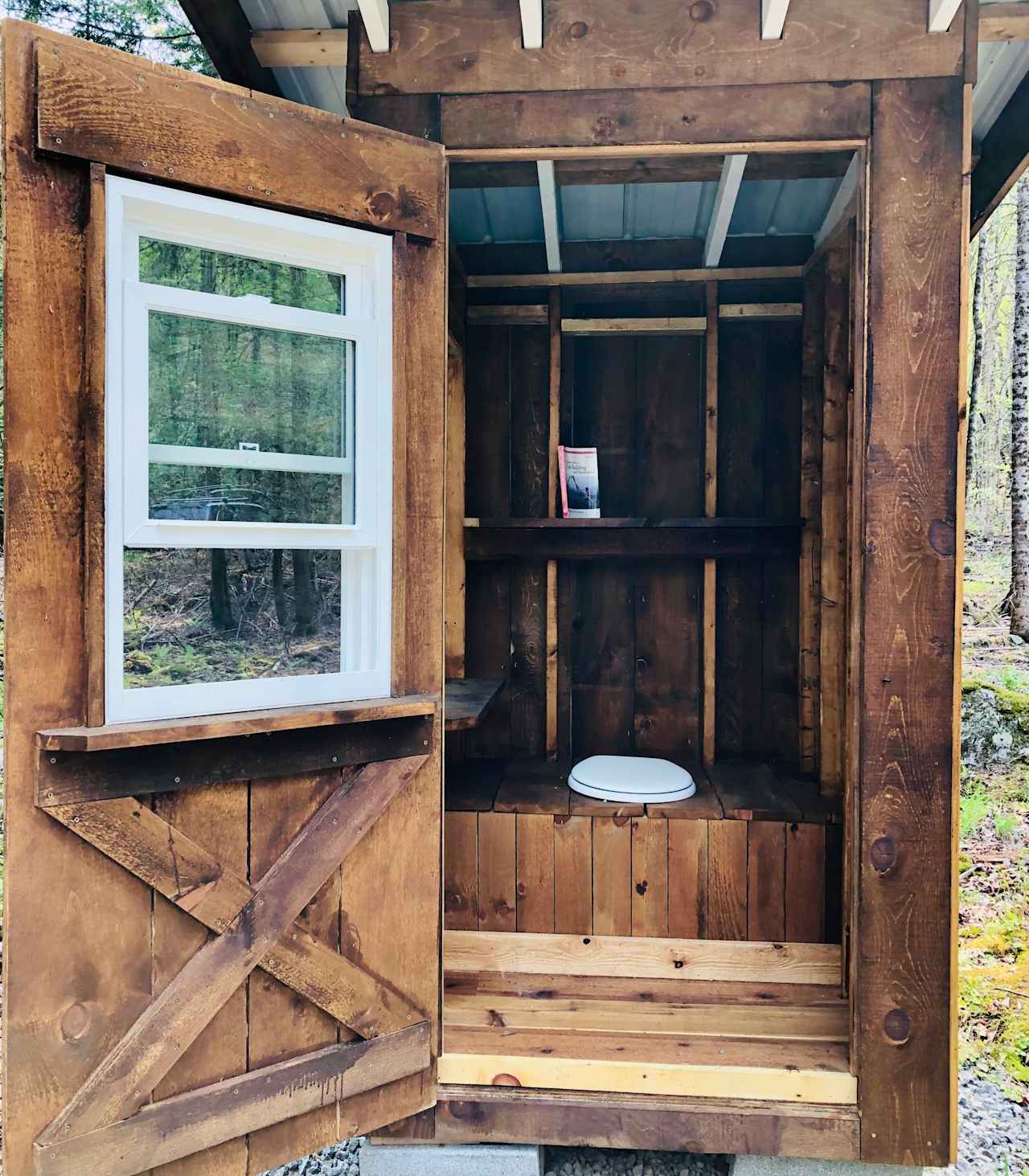 Inside the outhouse