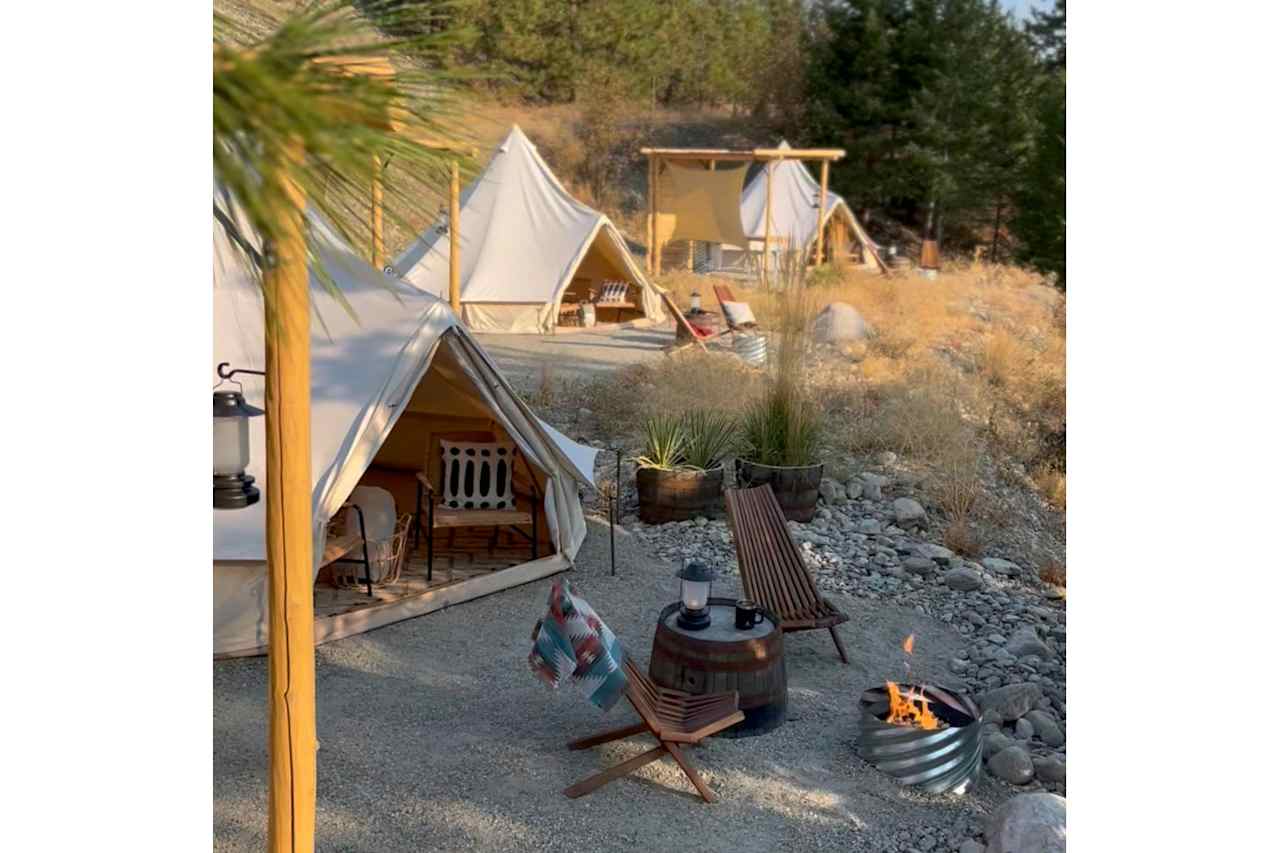 Canvas Tent 01 (close) with Canvas Tent 02 and 03 in the distance.