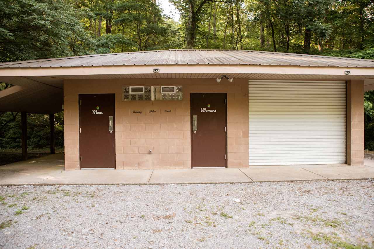 The camp bathroom was a short walk away! It was clean and well-maintained.