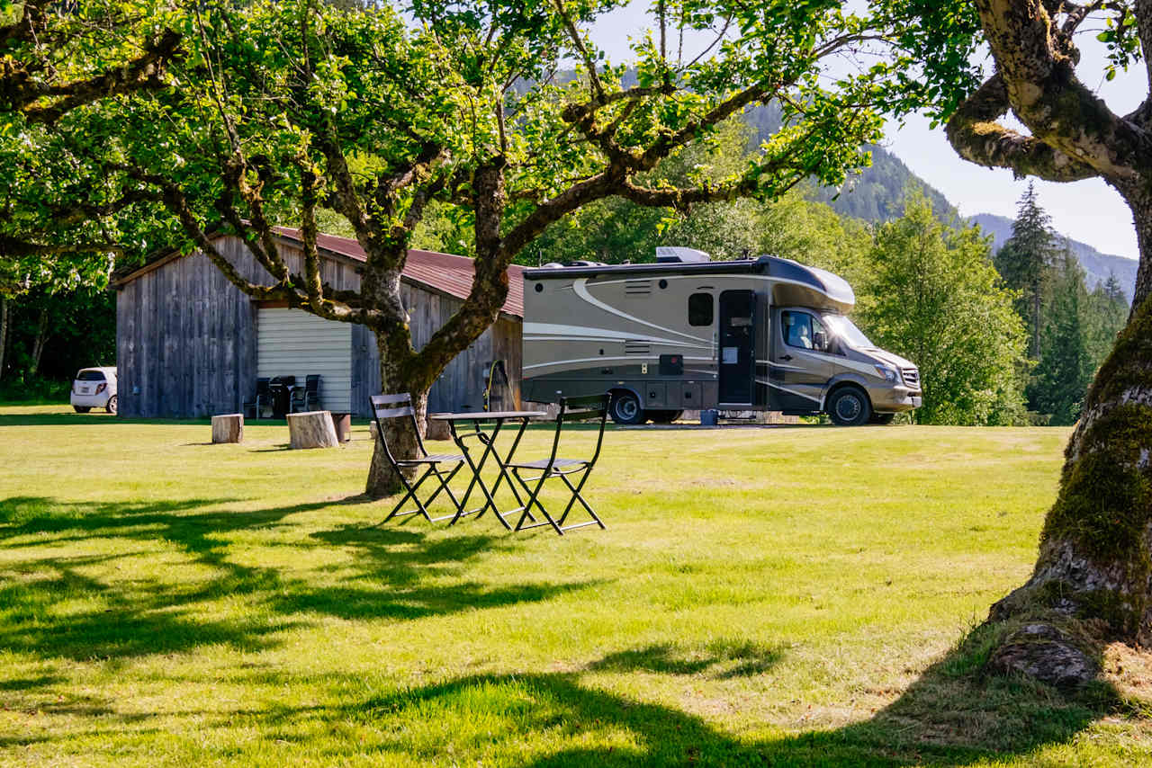 cafe table next to RV site