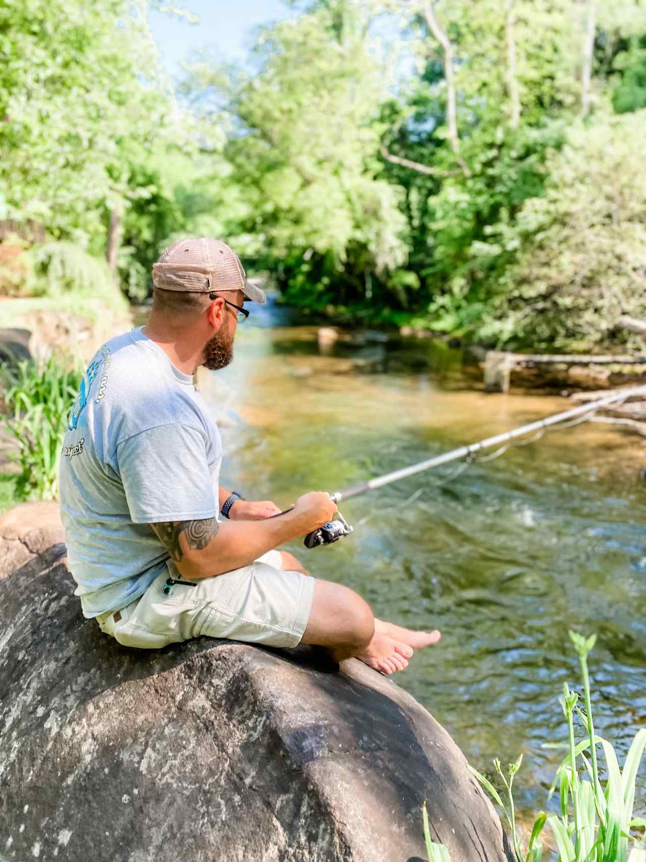 Fishing right off the bank. 