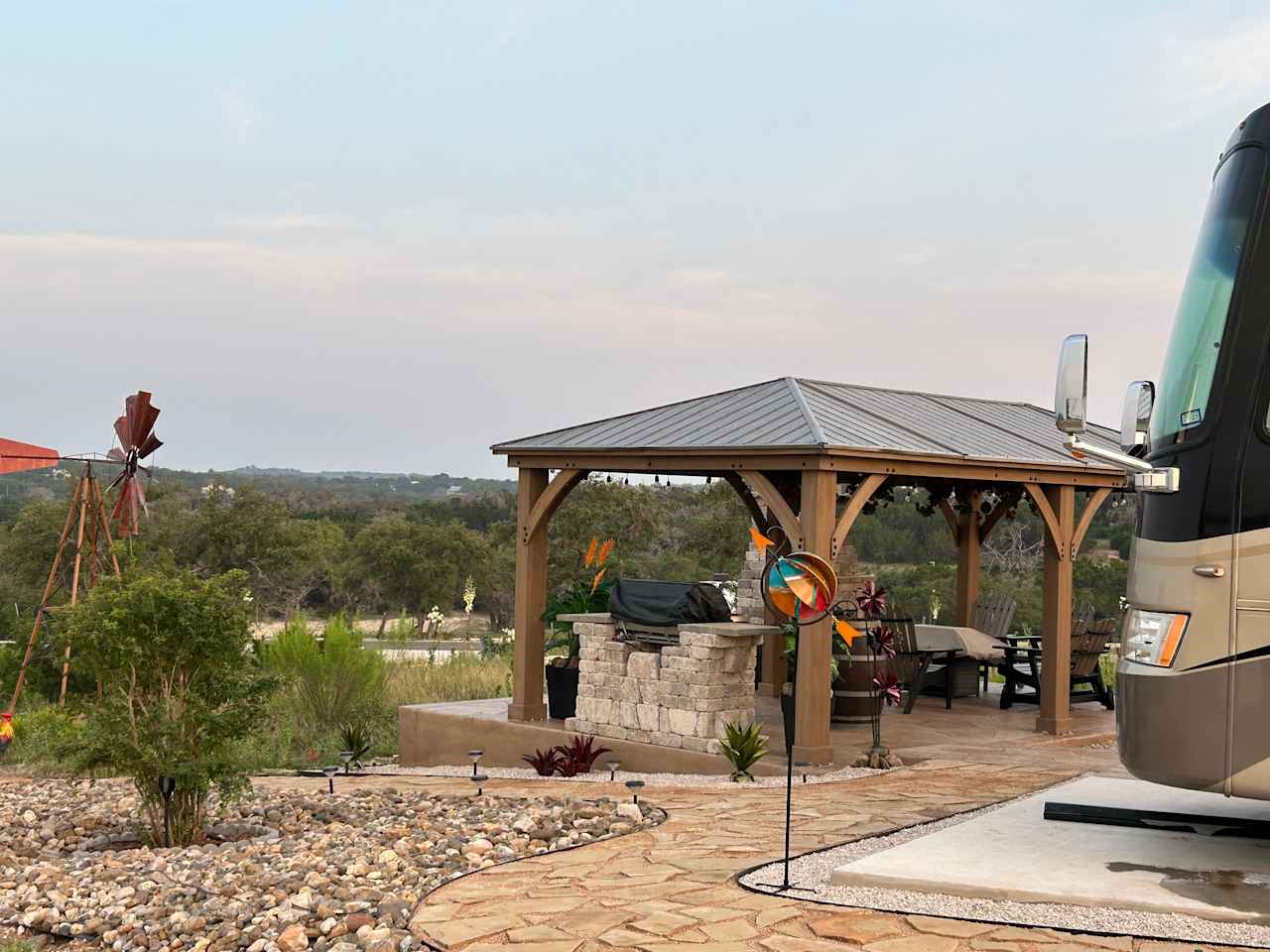 This oversized site is perfect for lounging, dining, entertaining air catching shade on a sunny day.