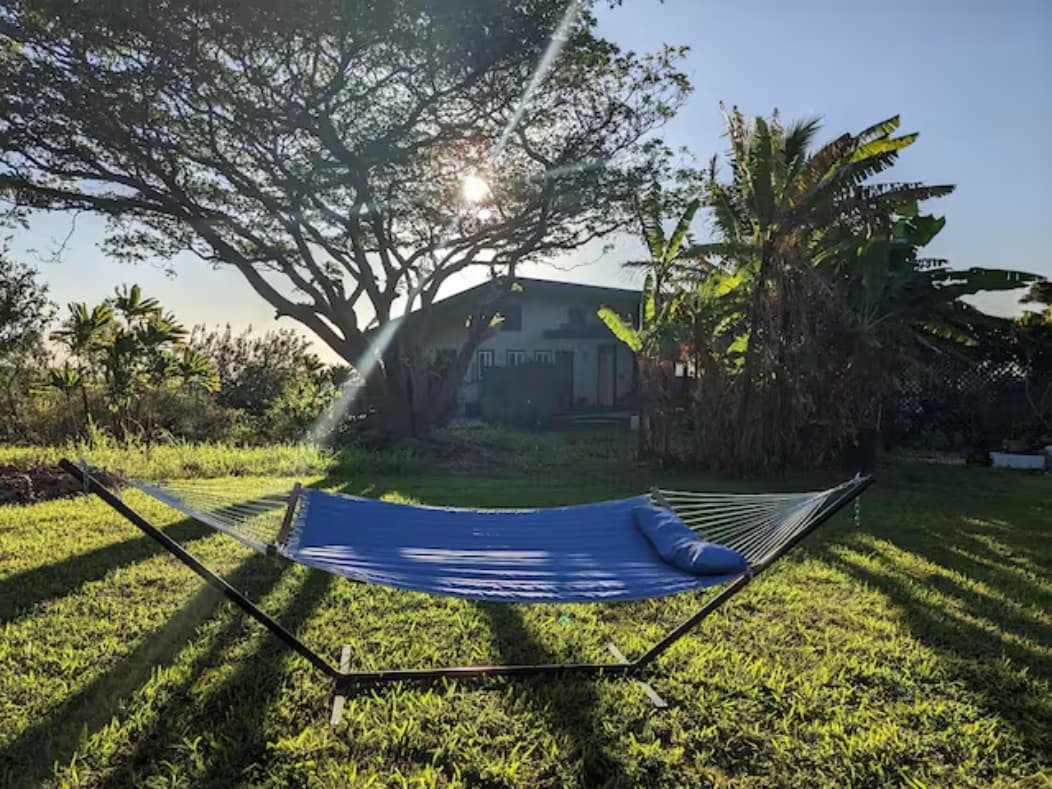 Sun rising over the hammock for 2.  Can be moved to desired location.