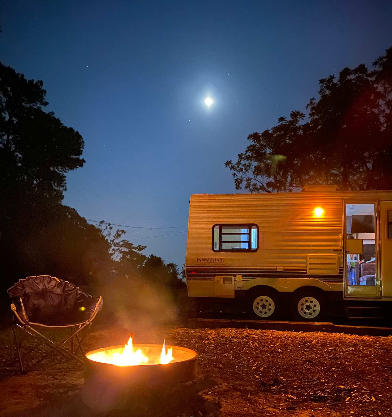 Campsite with the moon